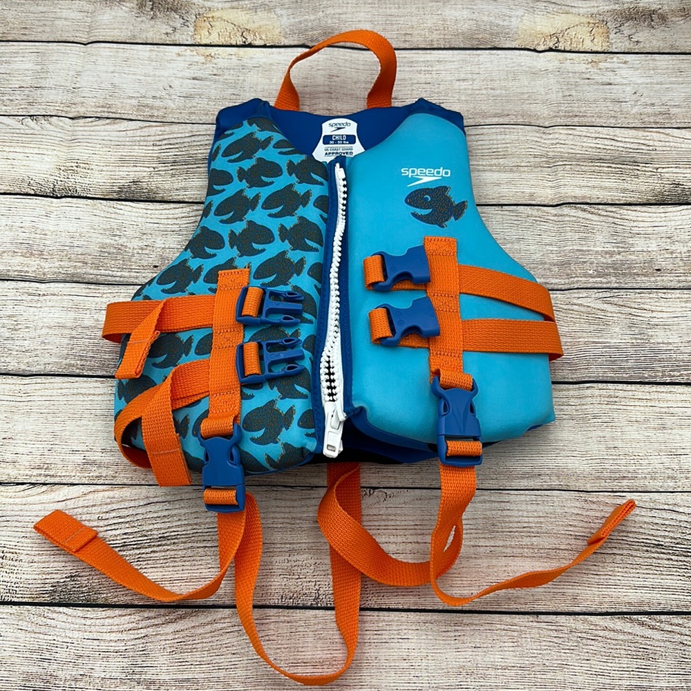Speedo Kids Blue and Orange Lifejacket Size 30-50 lbs